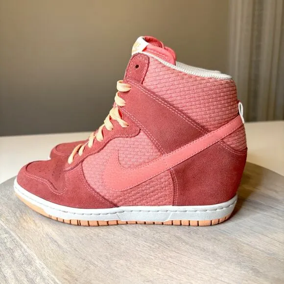 Nike Women’s Dunk Sky Hi Wedge Sneakers Lava Glow/Sunset 644877-602 US Size 8.5