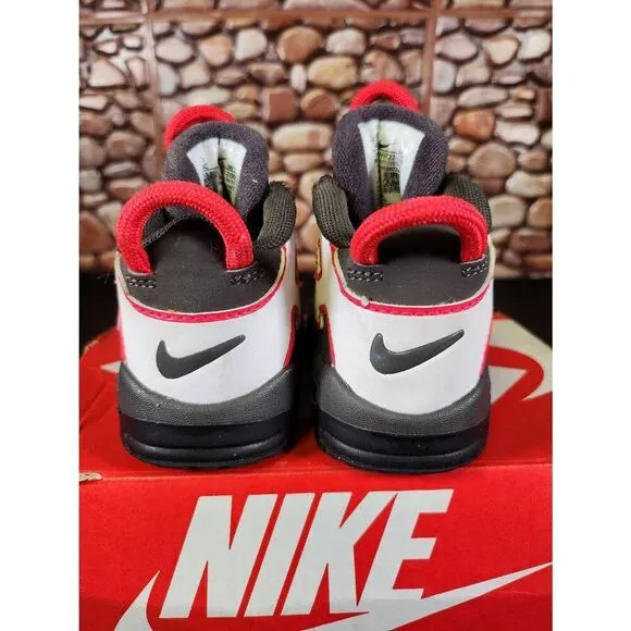 Nike Air More Uptempo Shoe Toddler Size 4C Leather Black Medium Ash Siren Red #A