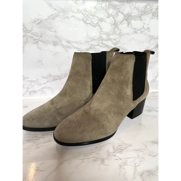 Nine West women's suede Chelsea boots in taupe, size 8