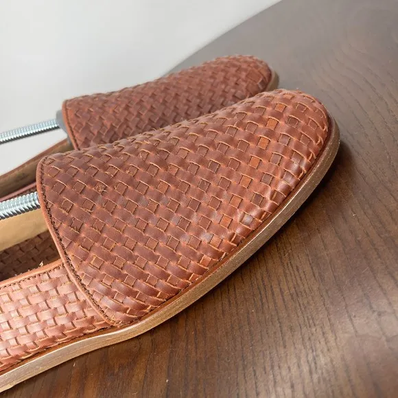 Nisolo Alejandro Loafer Shoes Men's 8 Brown Leather Woven Slip On Flat Casual