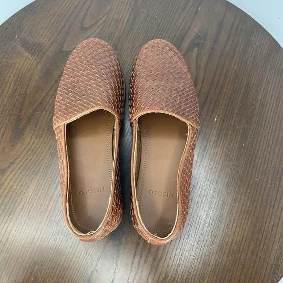 Nisolo Alejandro Loafer Shoes Men's 8 Brown Leather Woven Slip On Flat Casual