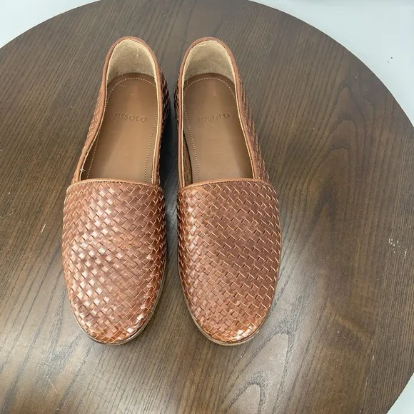 Nisolo Alejandro Loafer Shoes Men's 8 Brown Leather Woven Slip On Flat Casual