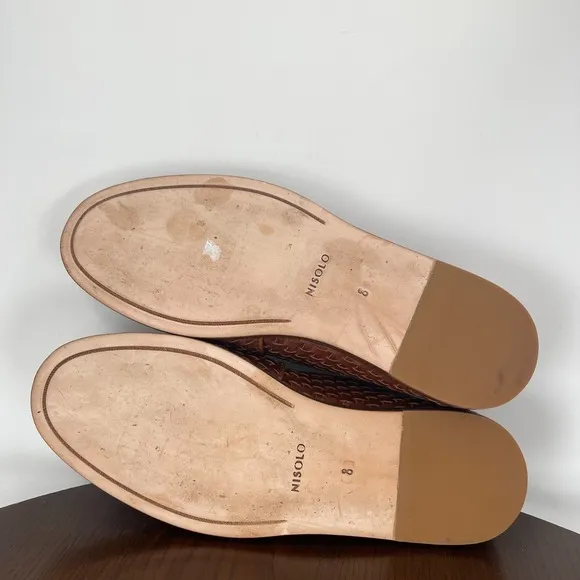 Nisolo Alejandro Loafer Shoes Men's 8 Brown Leather Woven Slip On Flat Casual