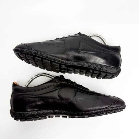 Nobel Shoes Made in Italy Black Leather Sneakers Casual Luxury Shoes Size 40.5EU