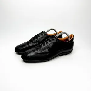 Nobel Shoes Made in Italy Black Leather Sneakers Casual Luxury Shoes Size 40.5EU
