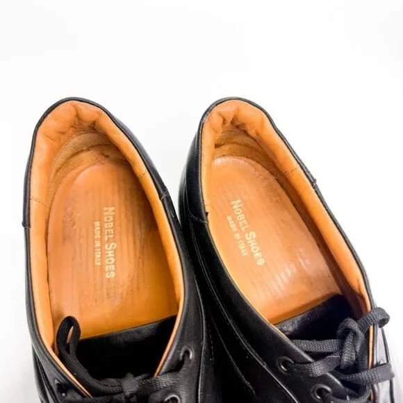 Nobel Shoes Made in Italy Black Leather Sneakers Casual Luxury Shoes Size 40.5EU