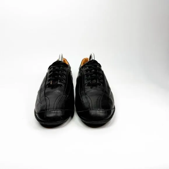 Nobel Shoes Made in Italy Black Leather Sneakers Casual Luxury Shoes Size 40.5EU