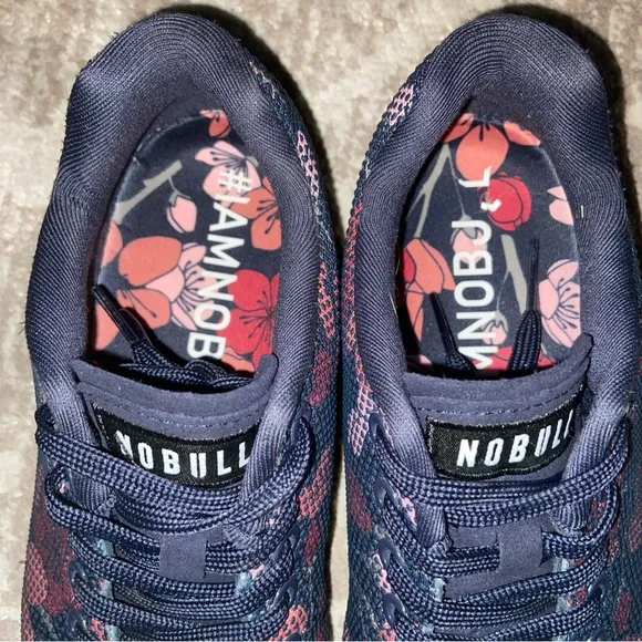 NOBULL Women's Floral Training Shoes - Navy and Pink Size 8.5 Athletic