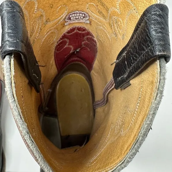 Nocona Boots Men's Sz 9.5 Red Black Brown Colorblock 98038 Western Cowboy