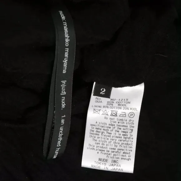 NUDE: MASAHIKO MARUYAMA Men Self-Lined Layer Black Sweater Knit Jersey Shirt 2 M