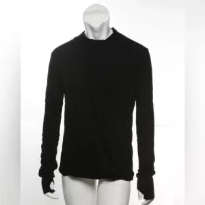 NUDE: MASAHIKO MARUYAMA Men Self-Lined Layer Black Sweater Knit Jersey Shirt 2 M