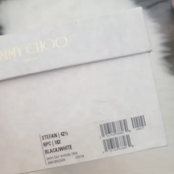 NWB Jimmy Choo Shiny Black Leather Oxford Shoe with Pearl Detailing