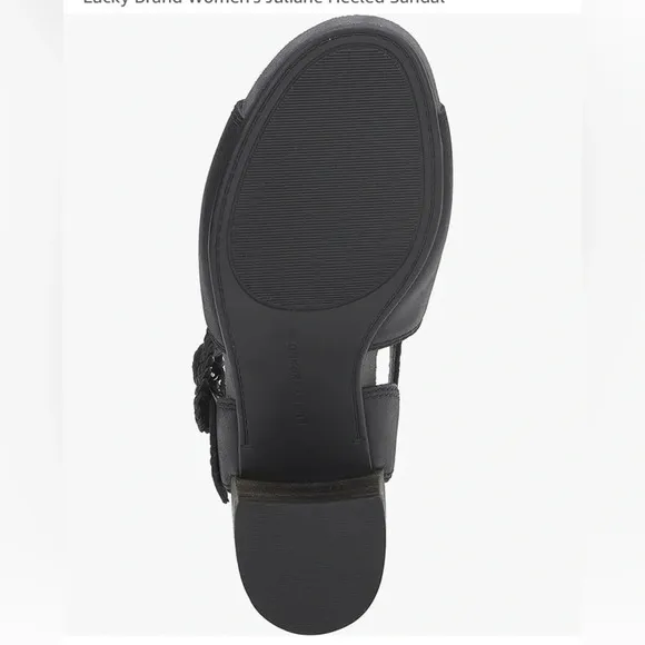 NWOB Lucky Brand Women's Juliane Black Leather Cutout Heeled Sandal