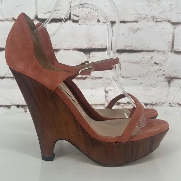 NWOB Pura Lopez Suede Wedge Platform Sandals, Size 8.5 (39 EU)