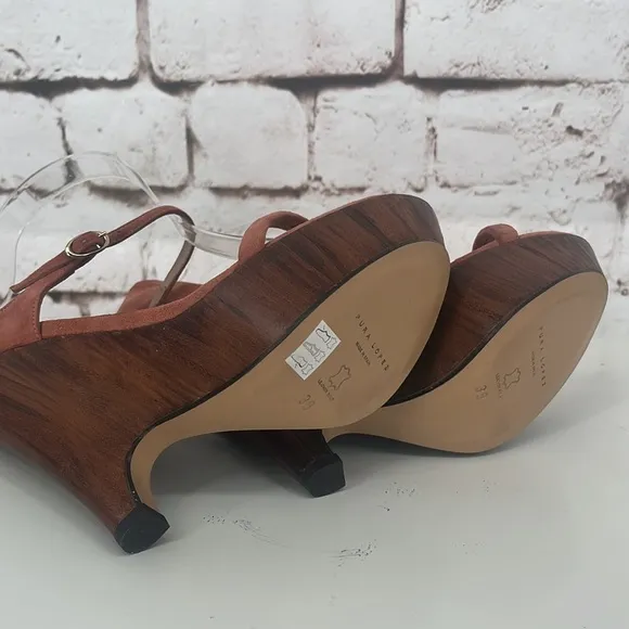 NWOB Pura Lopez Suede Wedge Platform Sandals, Size 8.5 (39 EU)
