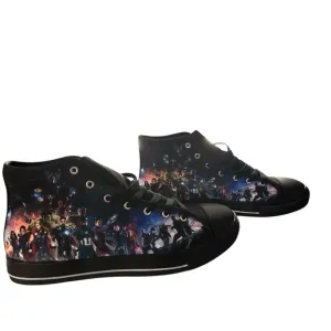 NWOT Avengers Converse Style High Top Sneakers, Black, US 9M, US 10.5W