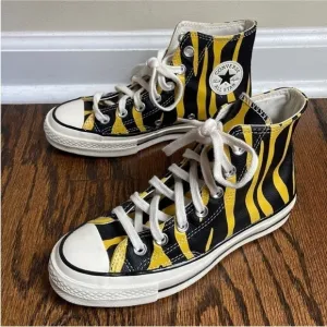 NWOT Converse Chuck 70 Hi Top Shoes Yellow Zebra Print Women’s 5