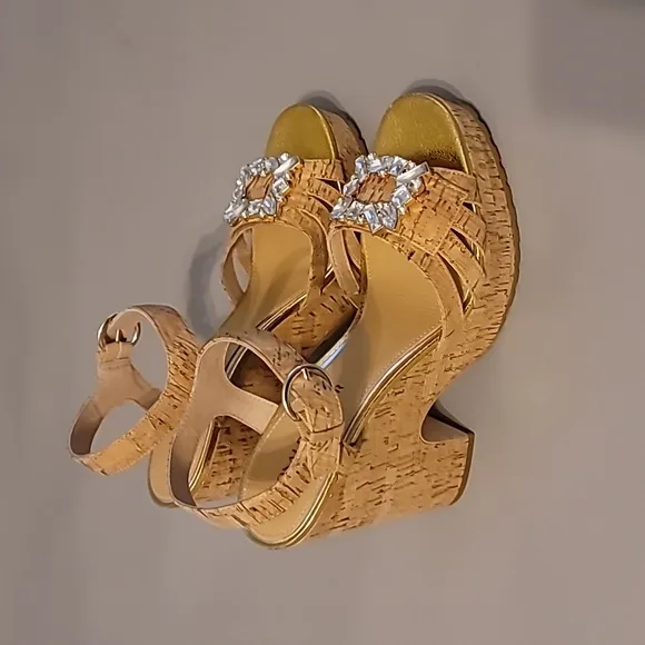 NWOT Donald J. Pliner Galatea Crystal Platform Wedge Sandals Size 10 M $258