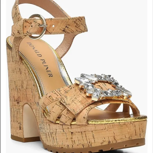 NWOT Donald J. Pliner Galatea Crystal Platform Wedge Sandals Size 10 M $258