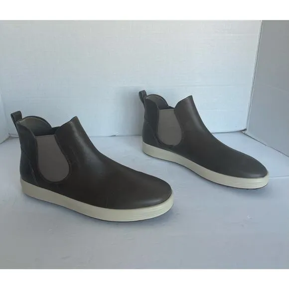 NWOT ECCO SOFT Chelsea Brown Pull On Rubber Sole Ankle Bootie Comfort Shoes 10