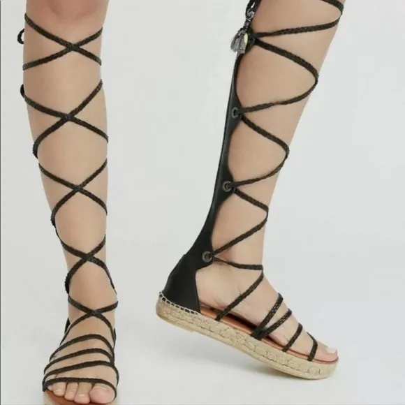 NWOT Free People Bondi Seashell Tall Platform Gladiator Sz 38 EXCELLENT