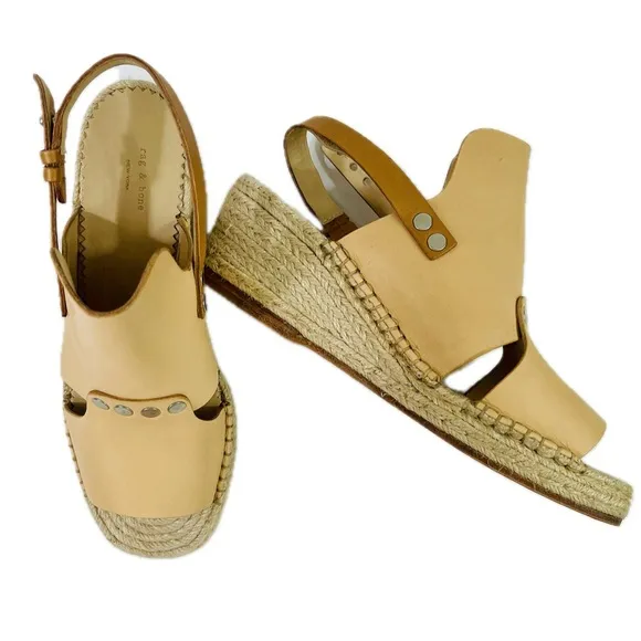 NWOT Rag &amp; Bone Sayre Tan Espadrille Wedge Shoes with Slingback