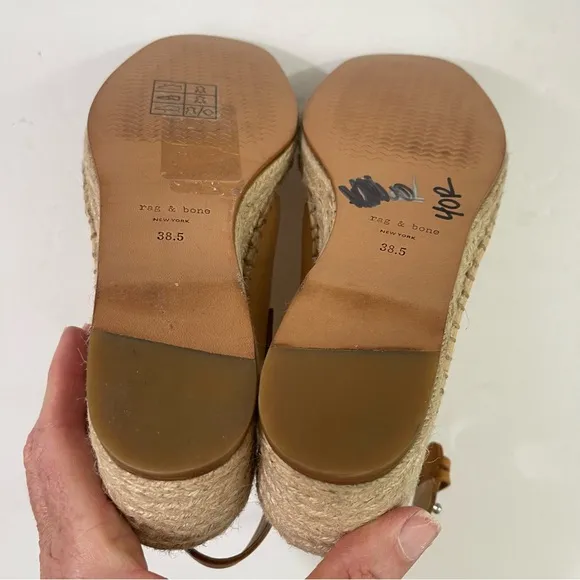 NWOT Rag &amp; Bone Sayre Tan Espadrille Wedge Shoes with Slingback