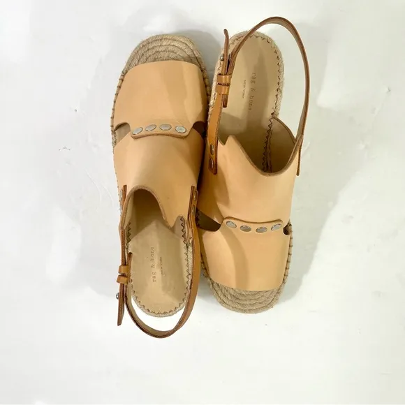 NWOT Rag &amp; Bone Sayre Tan Espadrille Wedge Shoes with Slingback