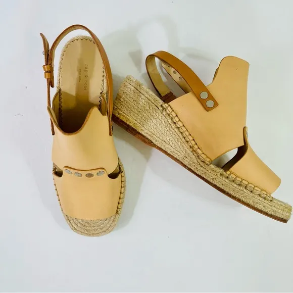 NWOT Rag &amp; Bone Sayre Tan Espadrille Wedge Shoes with Slingback