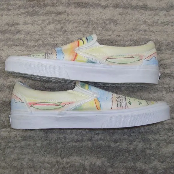 NWOT VANS Custom Unisex Beach Surfer Van Sunset Skateboard SlipOn Shoes M9/W10.5