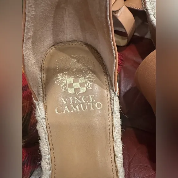 NWOT Vince Camuto Sandal LIGHT Brown Leather Leera Jute Espadrille Wedge Boho