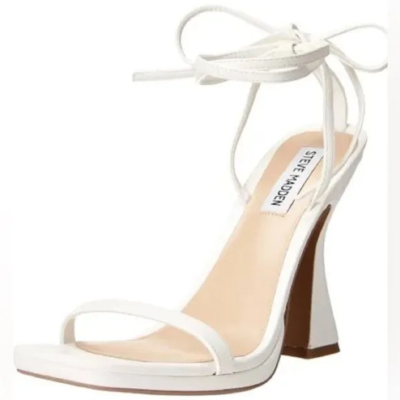 NWOT White Steve Madden Lafayette Ankle Wrap Platform Sandals Size 10