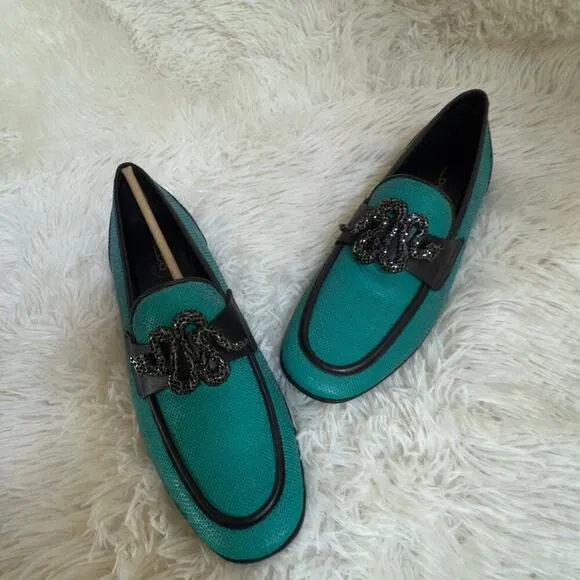 NWT ALDO Massimo Turquoise Men's Sequin Shoes Snake Ornament Luxury Size 9.5
