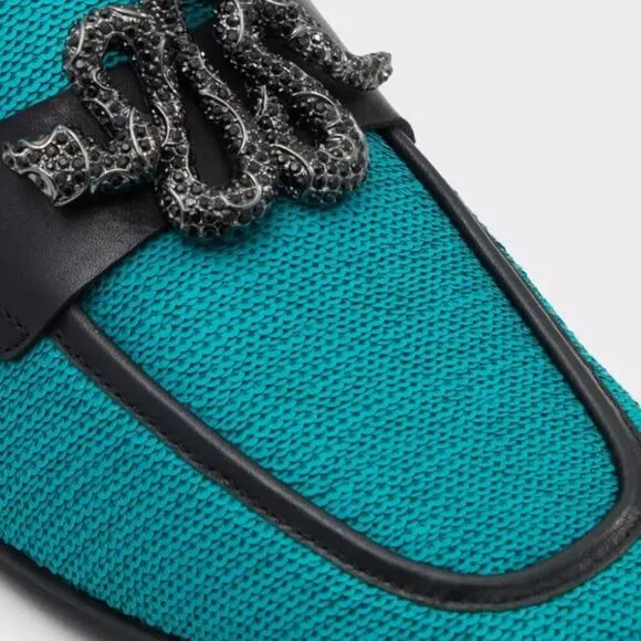 NWT ALDO Massimo Turquoise Men's Sequin Shoes Snake Ornament Luxury Size 9.5