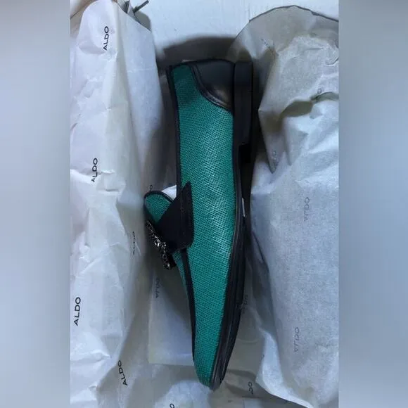 NWT ALDO Massimo Turquoise Men's Sequin Shoes Snake Ornament Luxury Size 9.5