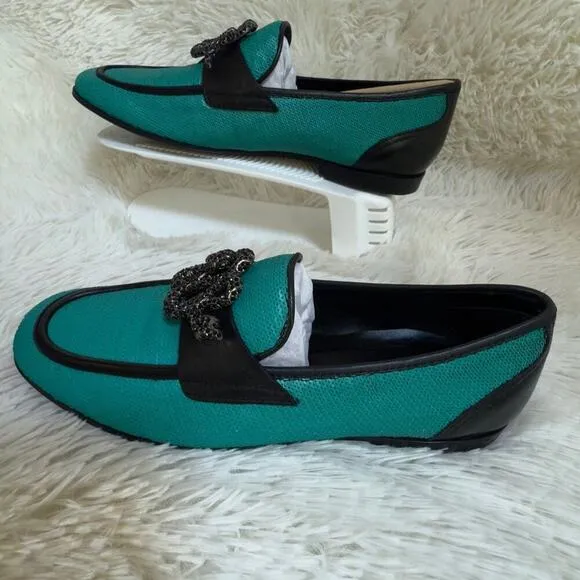 NWT ALDO Massimo Turquoise Men's Sequin Shoes Snake Ornament Luxury Size 9.5