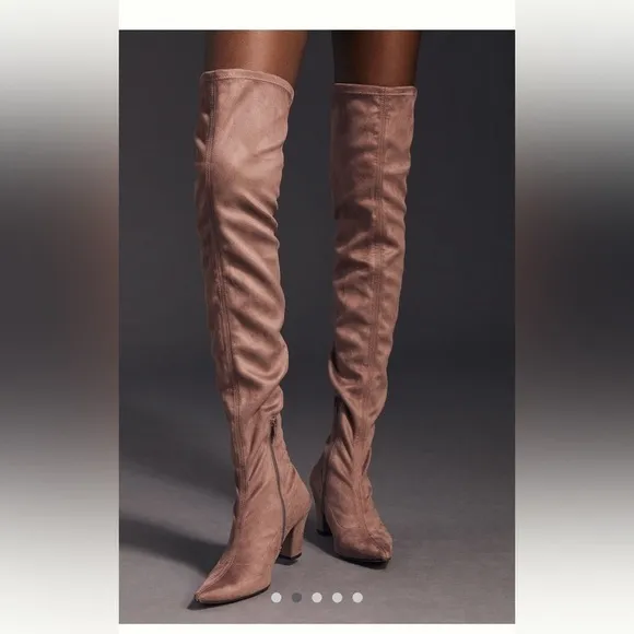 NWT Anthropologie Blush Microsuede Over the Knee Boots Made Spain Size 7