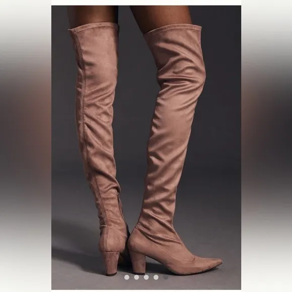NWT Anthropologie Blush Microsuede Over the Knee Boots Made Spain Size 7