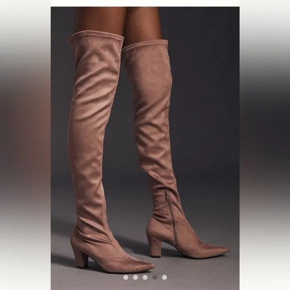 NWT Anthropologie Blush Microsuede Over the Knee Boots Made Spain Size 7