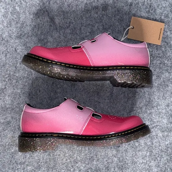 NWT Dr. Martens Junior 8065 Gradient Glitter Leather Mary Jane Shoes- Sz 3