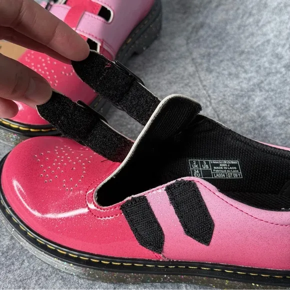 NWT Dr. Martens Junior 8065 Gradient Glitter Leather Mary Jane Shoes- Sz 3