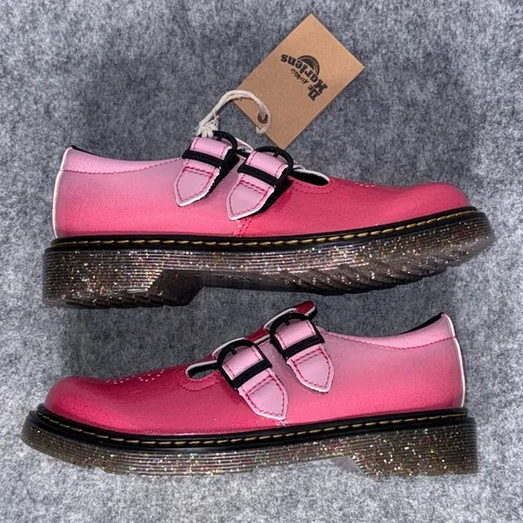 NWT Dr. Martens Junior 8065 Gradient Glitter Leather Mary Jane Shoes- Sz 3