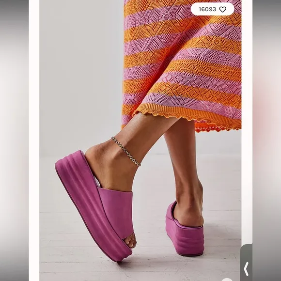 NWT Free People Harbor Platform Sandals in Fuchsia Flirt Size 41 (11)