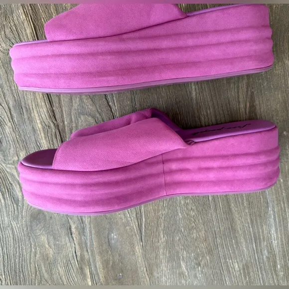 NWT Free People Harbor Platform Sandals in Fuchsia Flirt Size 41 (11)