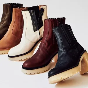 NWT Free People James Chelsea Black Boots Chunky Feels Ankle Booties 38.5 8