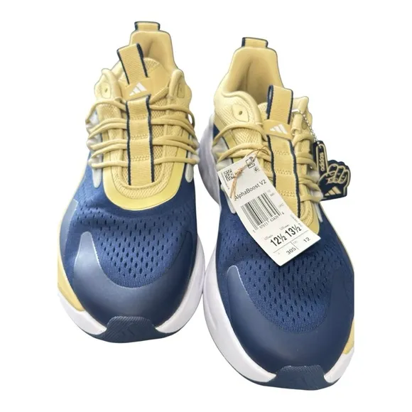 NWT Georgia Tech Yellow Jackets Adidas AlphaBoost V2 Shoes Navy Gold Men 12.5