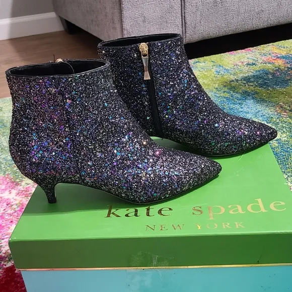 NWT - Kate Spade ♠️ Olly Too Midnight Confetti Glitter Boots