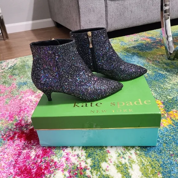 NWT - Kate Spade ♠️ Olly Too Midnight Confetti Glitter Boots