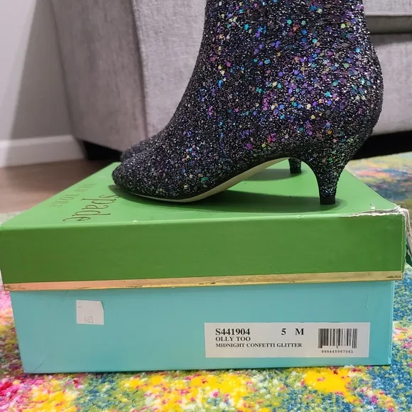 NWT - Kate Spade ♠️ Olly Too Midnight Confetti Glitter Boots