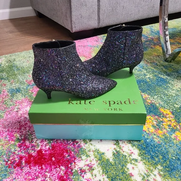 NWT - Kate Spade ♠️ Olly Too Midnight Confetti Glitter Boots
